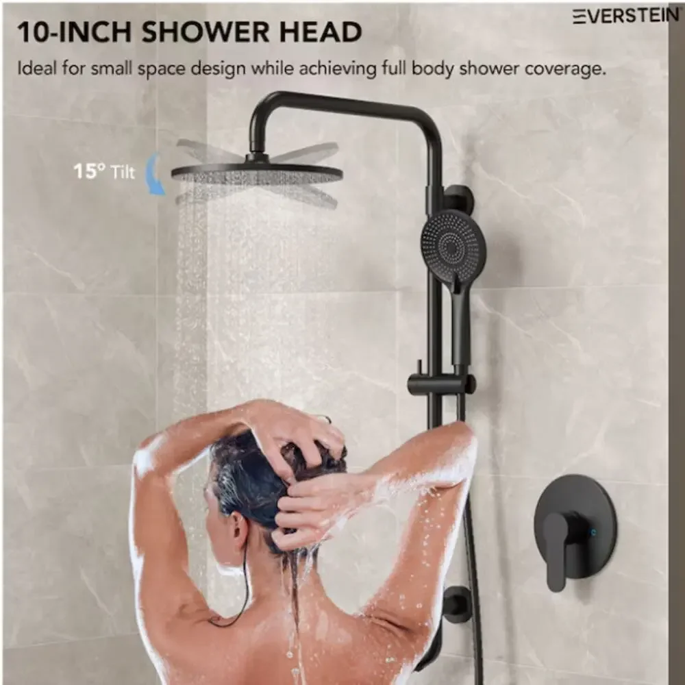 EVERSTEIN Wall Mount Pressure-Balanced Shower System 10 in. Rainfall Shower